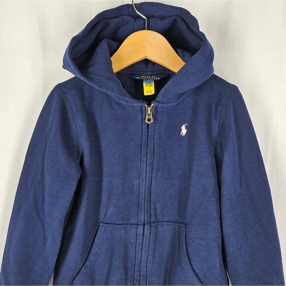 POLO RALPH LAUREN BLUE FULL ZIP HOODIE – TODDLER SIZE 5 - COTTON BLEND - Picture 4 of 11